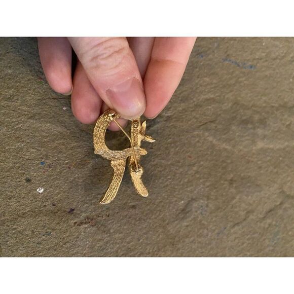 Sarah Coventry Intial R Brooch Vtg  Branch Gold Tone Letter Jewelry Pin Signed - Picture 4 of 4